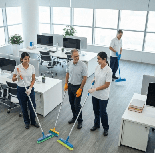 Équipe de professionnels réalisant le nettoyage de bureaux et espaces de travail à Ivry-sur-Seine.
