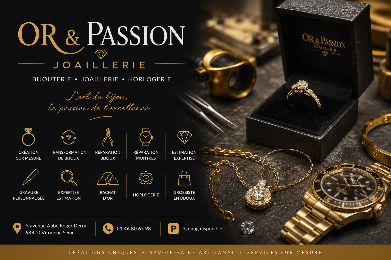 Or et Passion Joaillerie à Vitry-sur-Seine, joaillerie et horlogerie haut de gamme